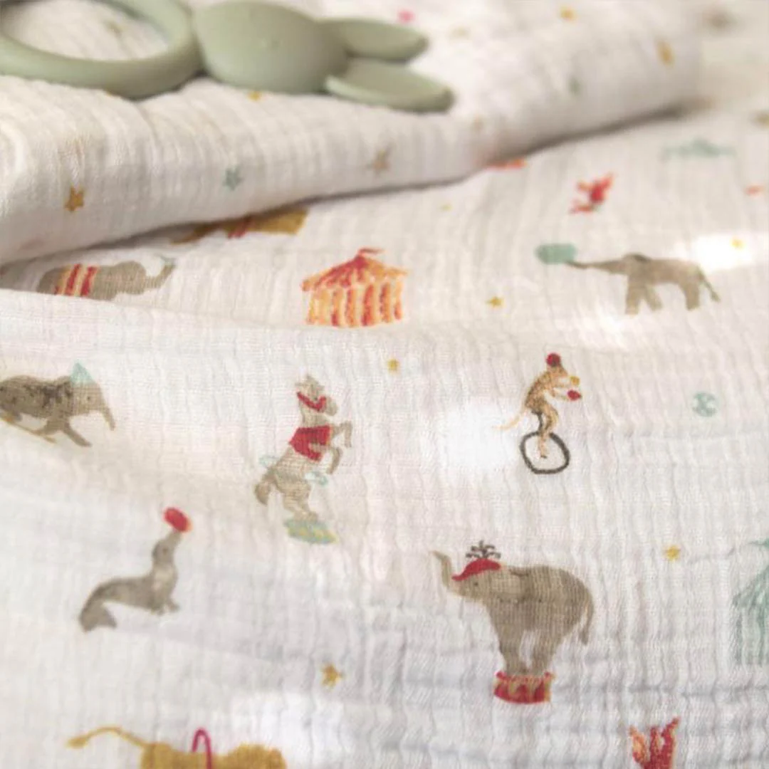 aden + anais Essentials Cotton Muslin Swaddle Blankets 2pk - Elephant Circus - Image 6