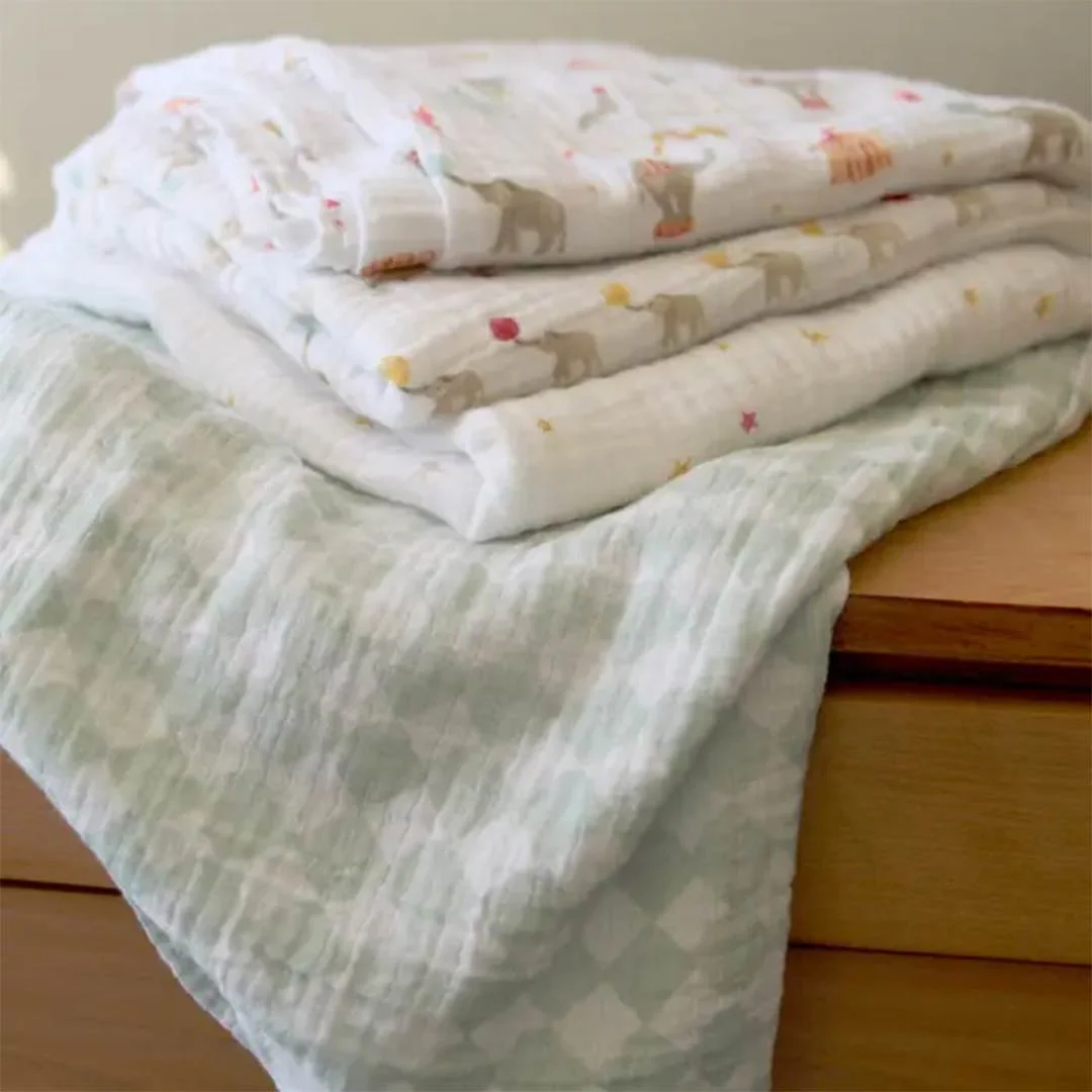 aden + anais Essentials Cotton Muslin Swaddle Blankets 4pk - Elephant Circus - Image 5