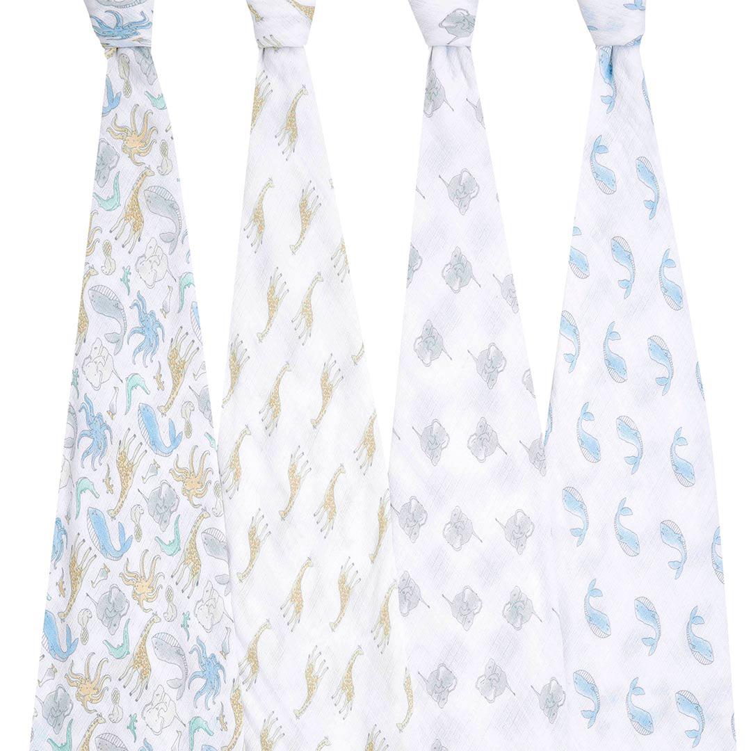 aden + anais Essentials Cotton Muslin Swaddle Blankets - Natural History - 4 Pack - Image 3