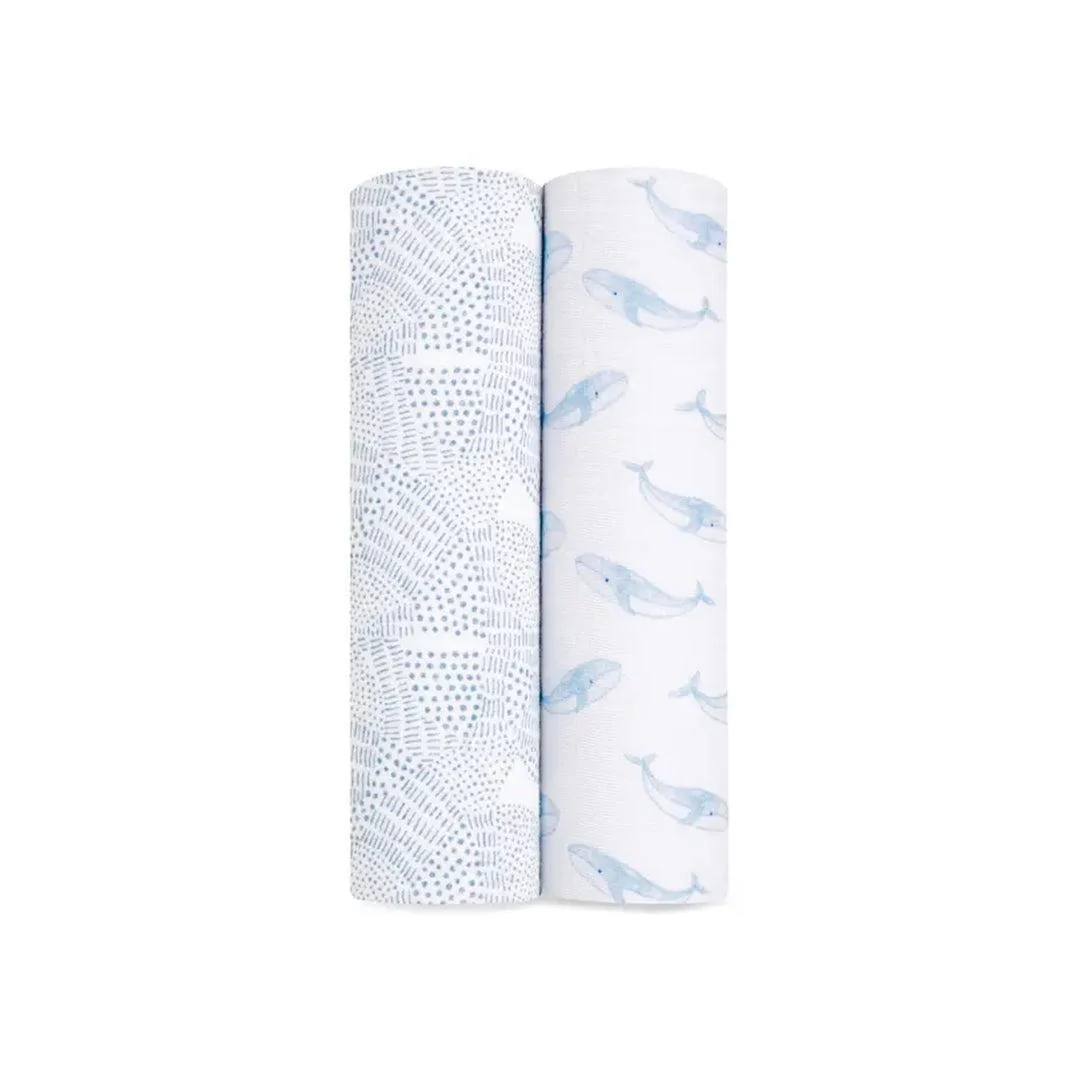 aden + anais Large Organic Cotton Muslin Swaddles 2pk - Oceanic