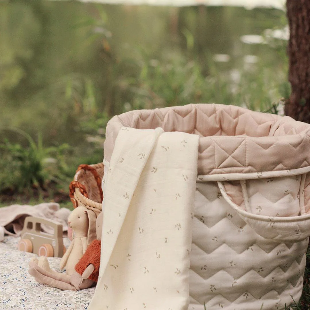 Avery Row Large Quilted Storage Basket  - Nettle Scatter/Birch - Image 2