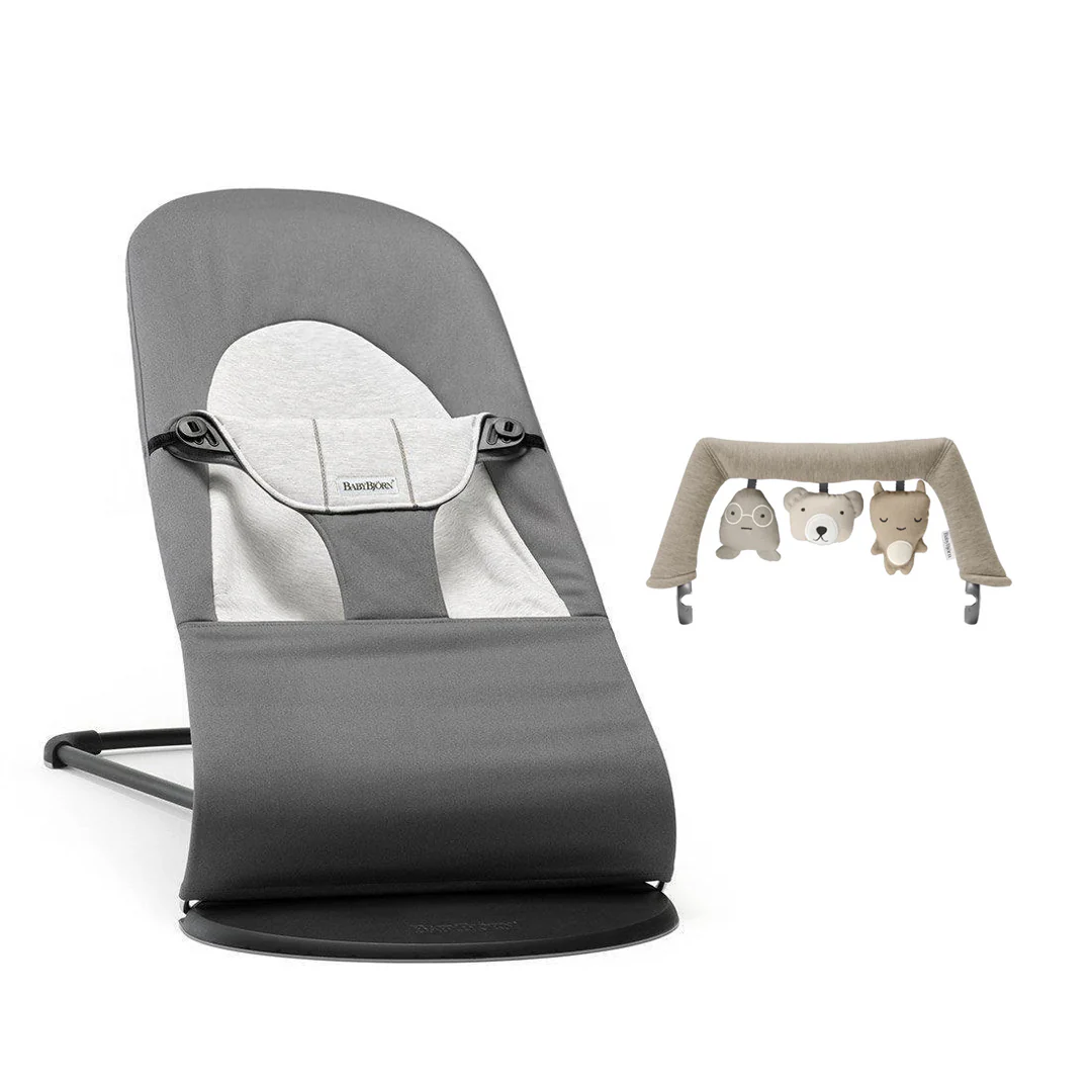 BabyBjorn Balance Woven Baby Bouncer - Black Frame - Dark Grey/Grey - Image 11