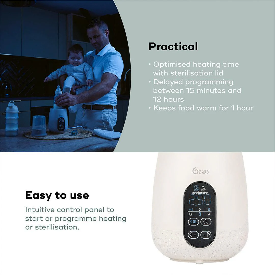 Babymoov NutriSmart+ 4 in 1 Bottle Warmer & Steriliser - with 12v Travel Adaptor - Mineral Beige - Image 5