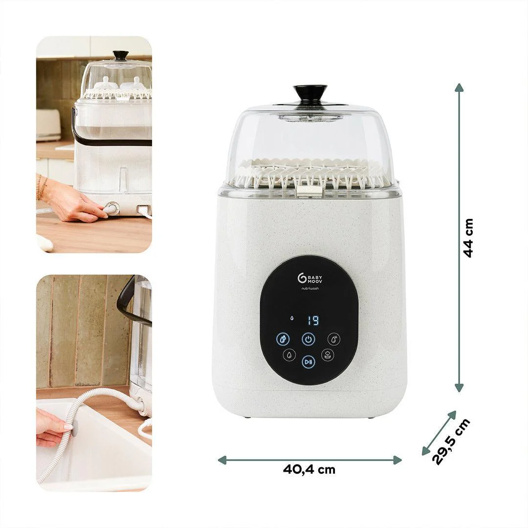 Babymoov NutriWash 4 in 1 Bottle Washer, Steriliser, Dryer & Storer - Mineral Beige - Image 8