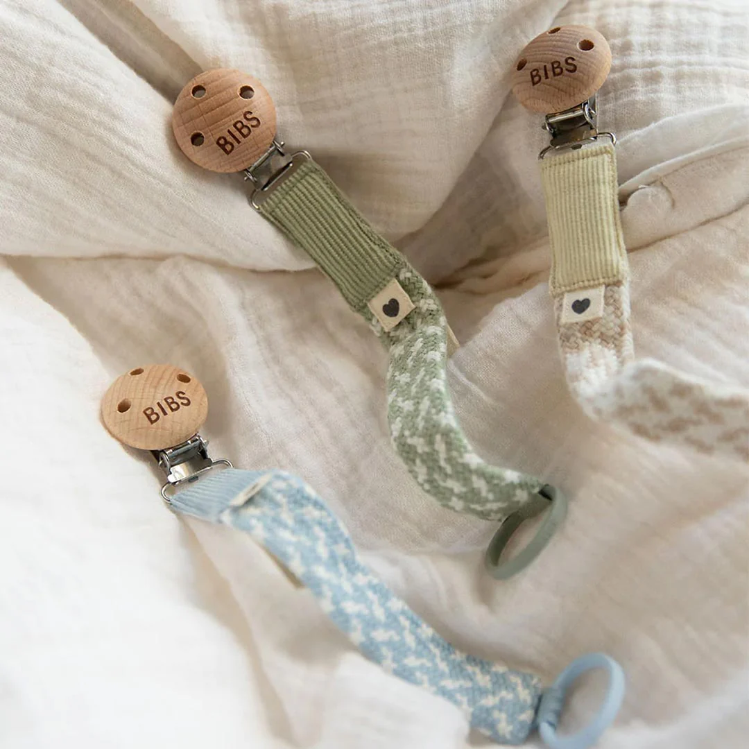 BIBS Paci Braid Pacifier Clip - Blush + Ivory - Image 3