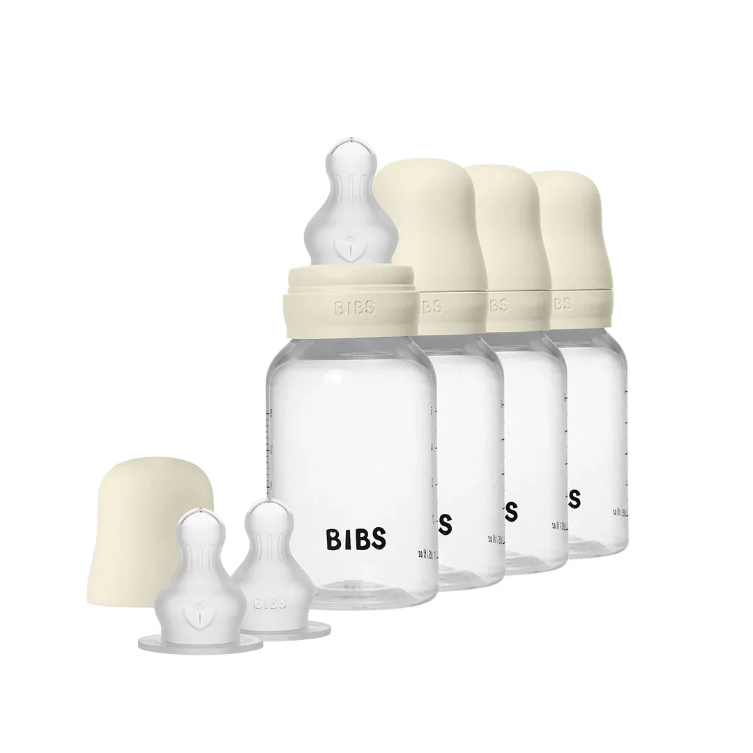 BIBS World Baby Bottle Round Silicone 4 Pack - Ivory