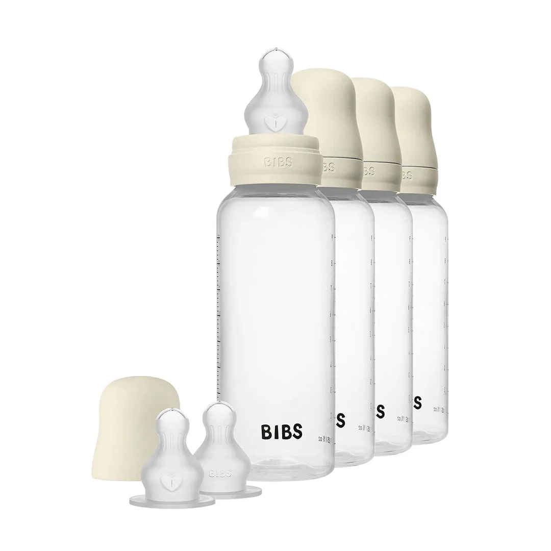BIBS World Baby Bottle Round Silicone 4 Pack - Ivory - Image 2