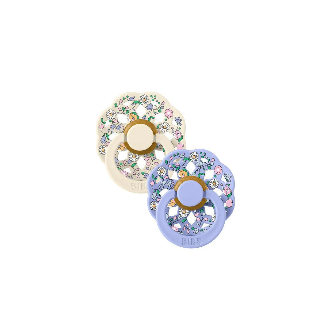 BIBS X LIBERTY Latex Pacifier Boheme 2 Pack Chloe Meadow - Ivory / Hush