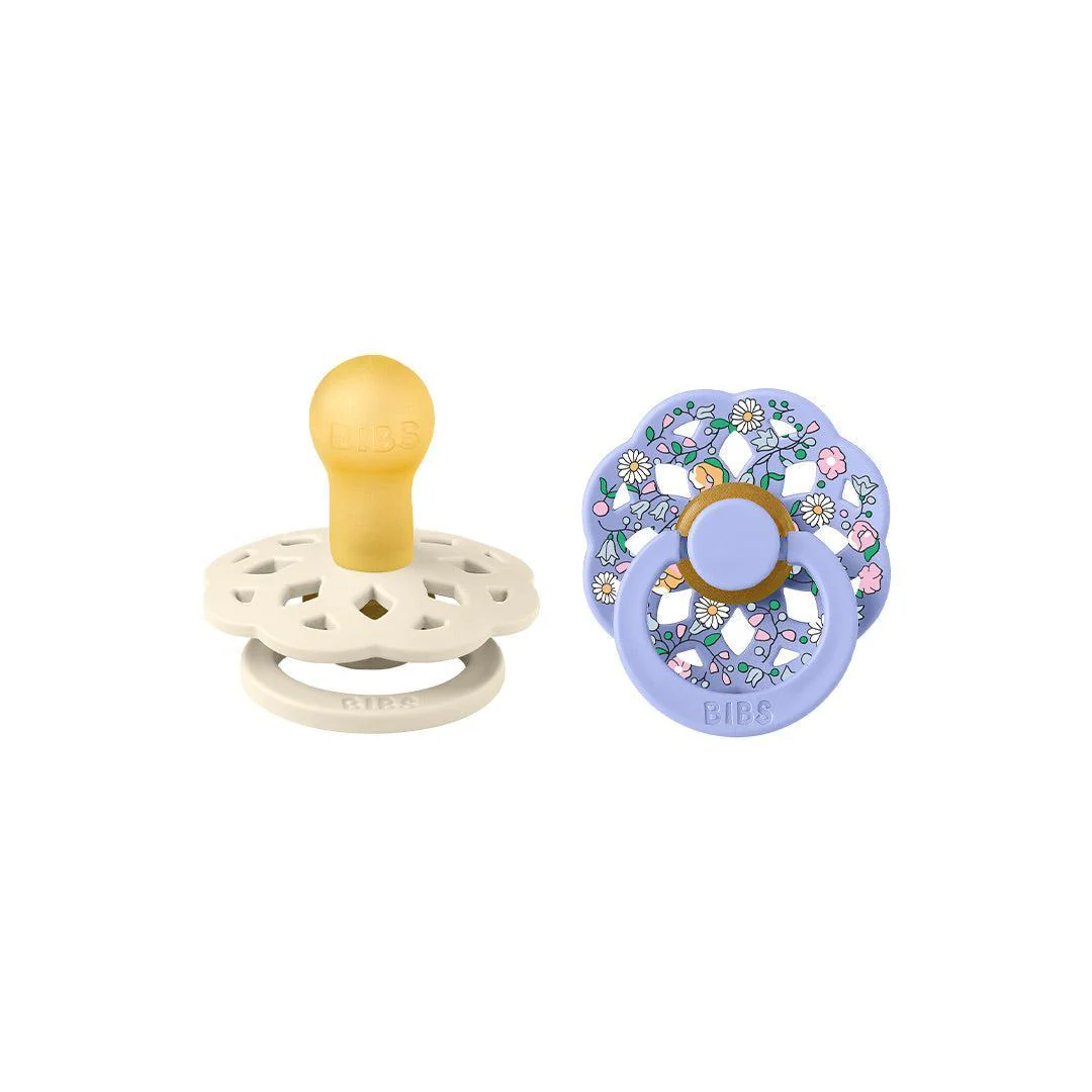 BIBS X LIBERTY Latex Pacifier Boheme 2 Pack Chloe Meadow - Ivory / Hush - Image 3
