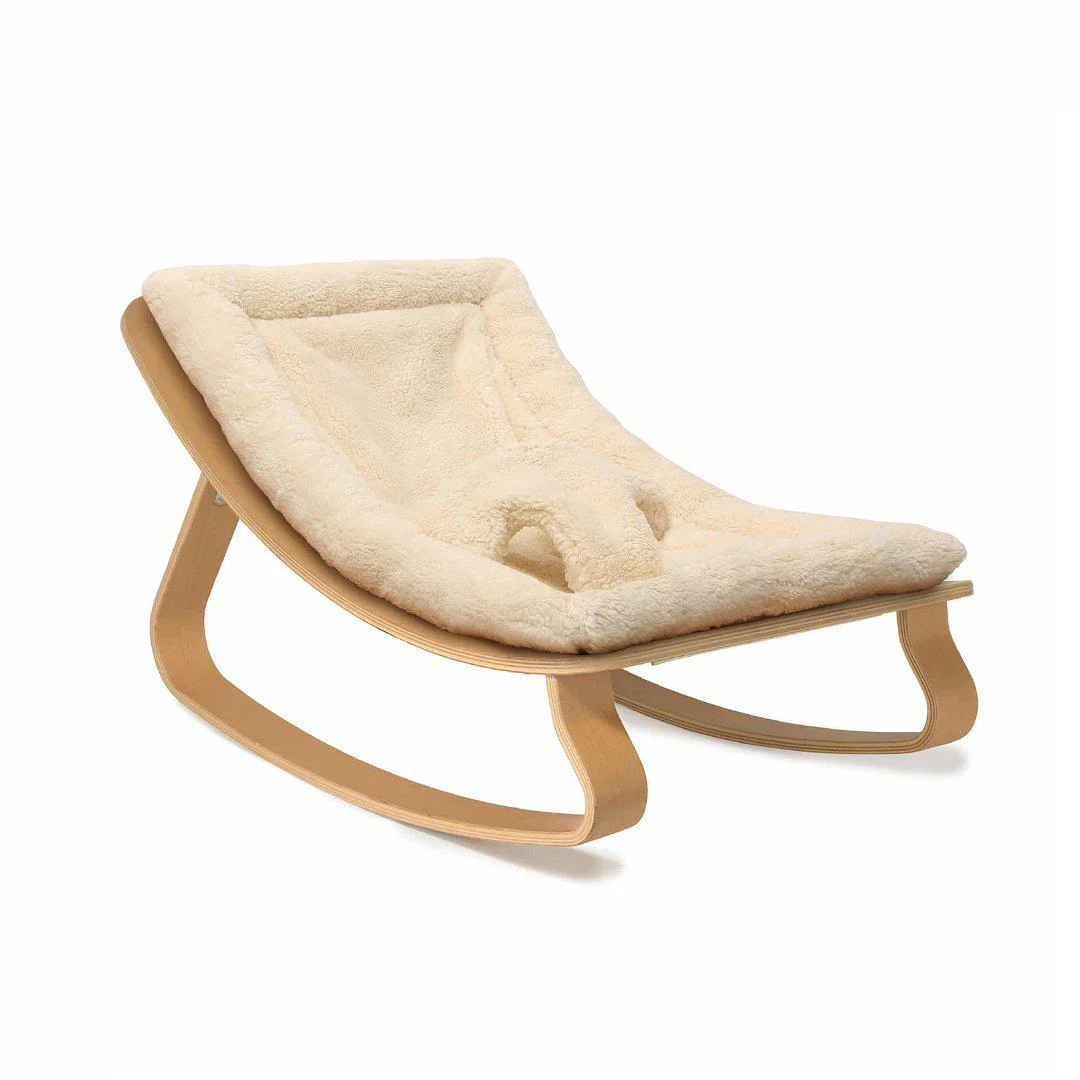 Charlie Crane LEVO Baby Rocker - Beech + Teddy Fur Milk - Image 2