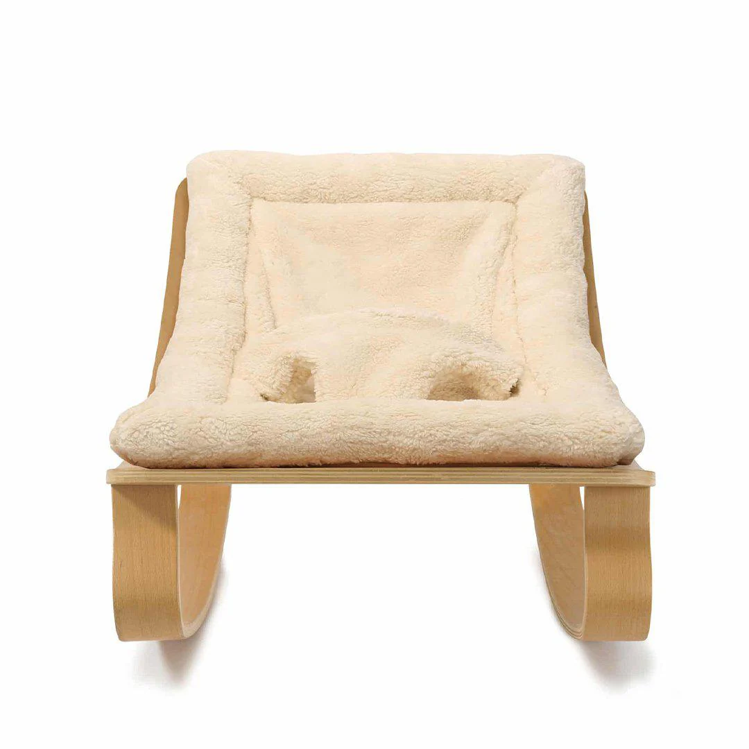 Charlie Crane LEVO Baby Rocker - Beech + Teddy Fur Milk - Image 3