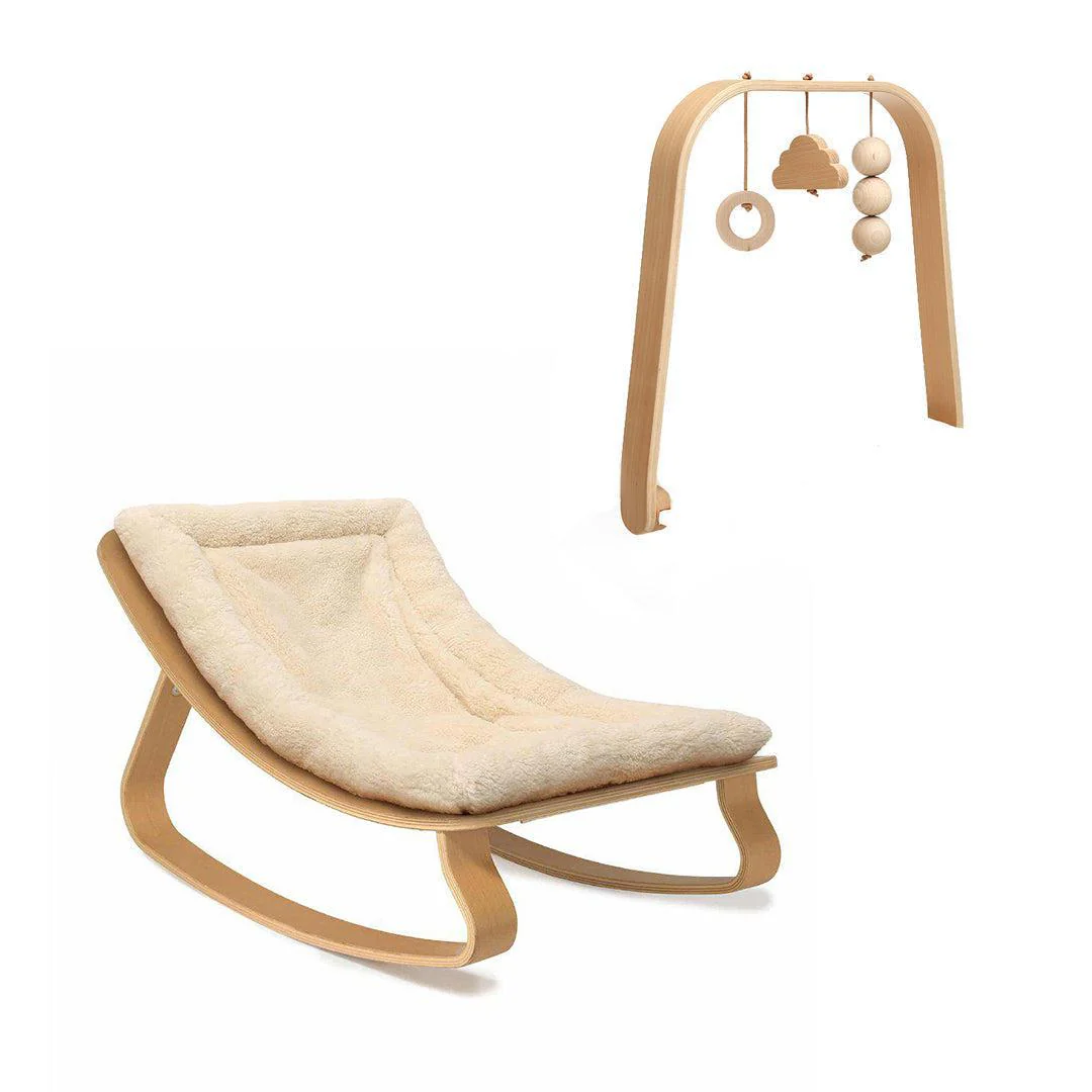 Charlie Crane LEVO Baby Rocker - Beech + Teddy Fur Milk - Image 4