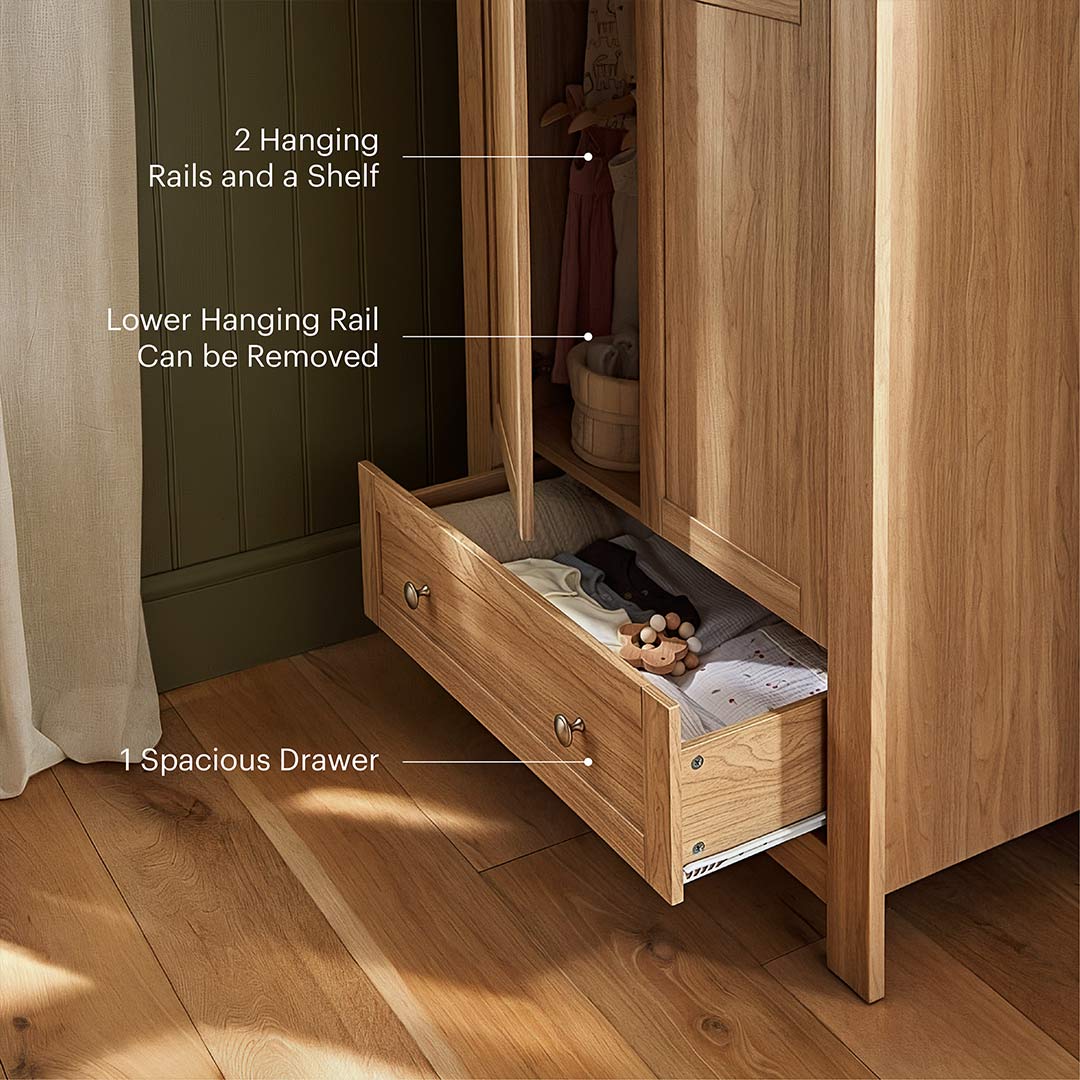 CuddleCo Burford Wardrobe - Oak - Image 3