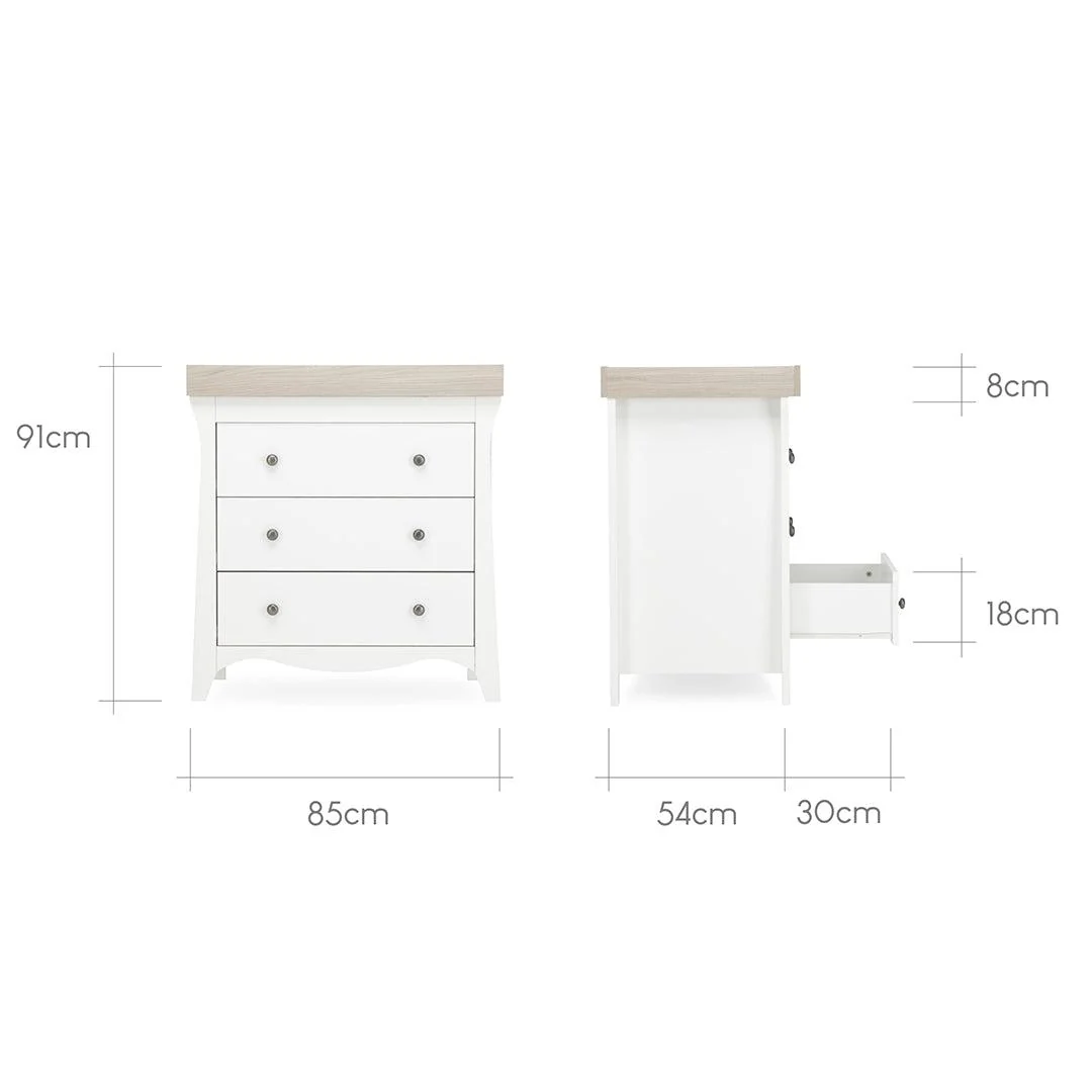 CuddleCo Clara 3-Drawer Dresser + Changer - White/Ash - Image 7