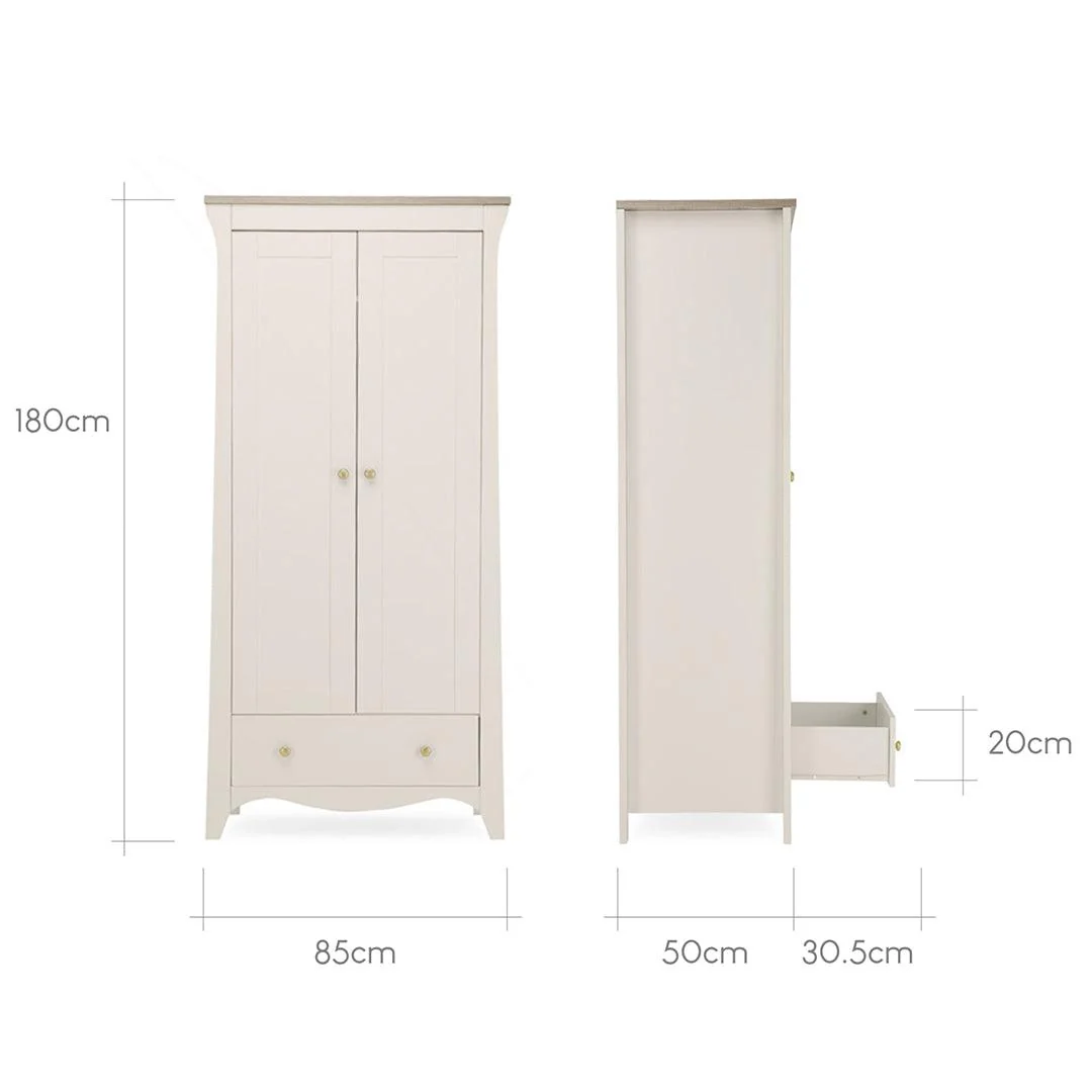 CuddleCo Clara 3 Piece Set Drawer Dresser Cot Bed + Wardrobe - Cashmere - Image 18