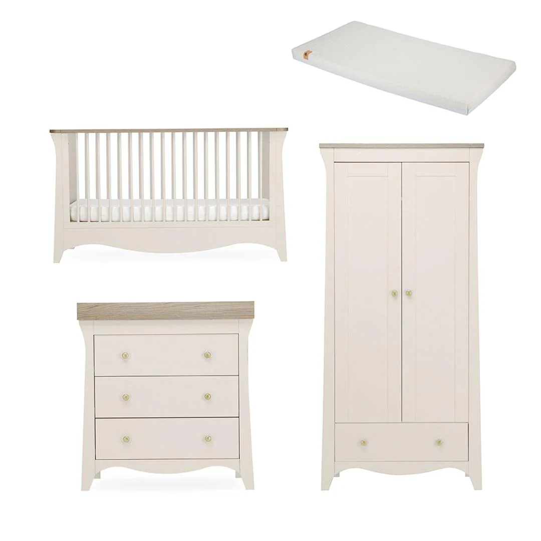 CuddleCo Clara 3 Piece Set Drawer Dresser Cot Bed + Wardrobe - Cashmere - Image 21
