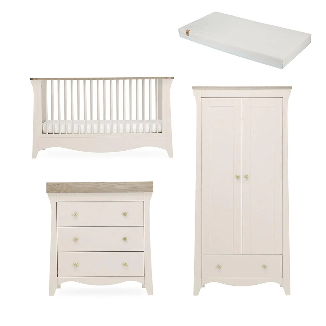 CuddleCo Clara 3 Piece Set Drawer Dresser Cot Bed + Wardrobe - Cashmere - Image 22