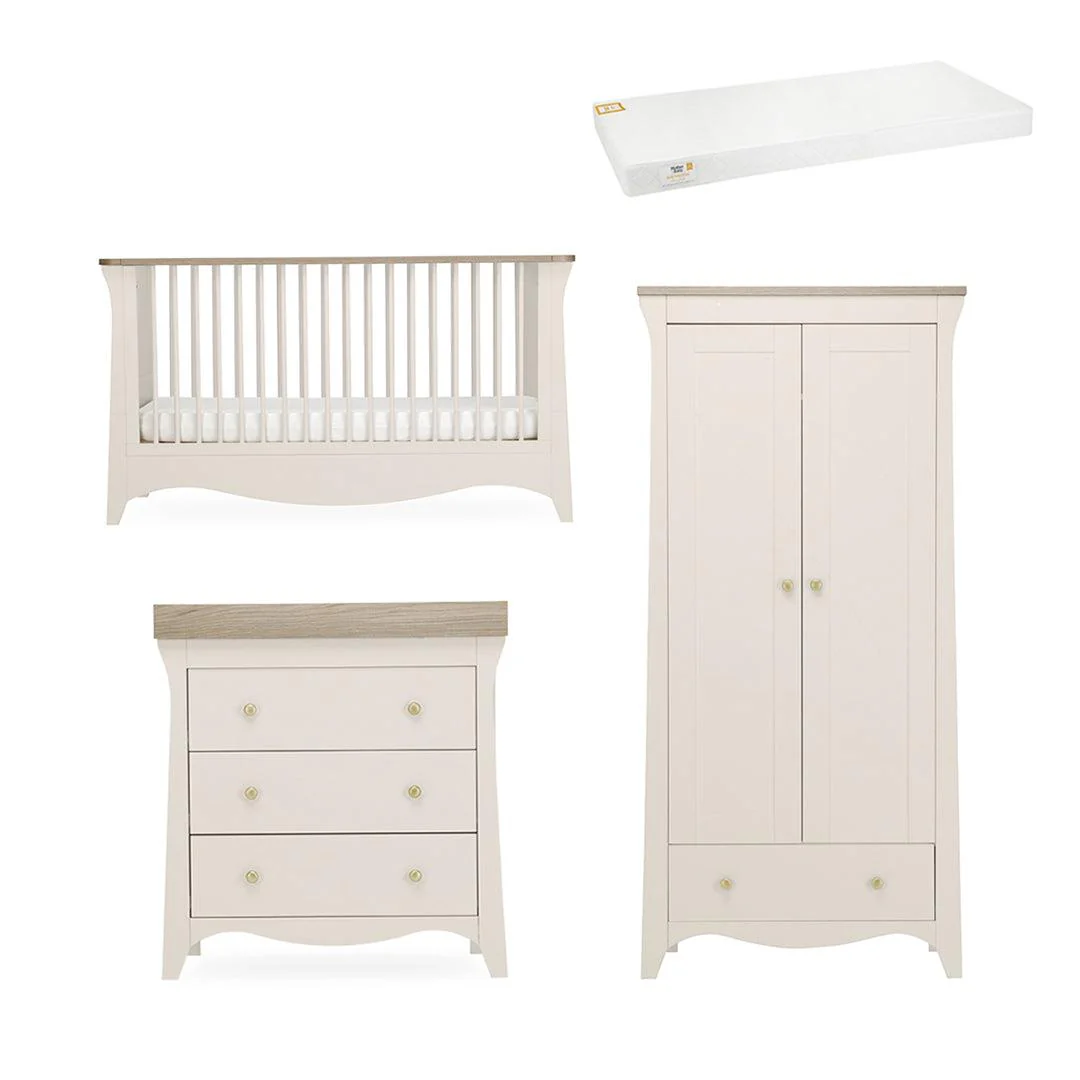 CuddleCo Clara 3 Piece Set Drawer Dresser Cot Bed + Wardrobe - Cashmere - Image 23