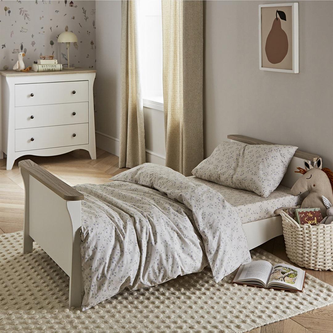 CuddleCo Clara 3 Piece Set 3-Drawer Dresser Cot Bed + Wardrobe - White/Ash - Image 5