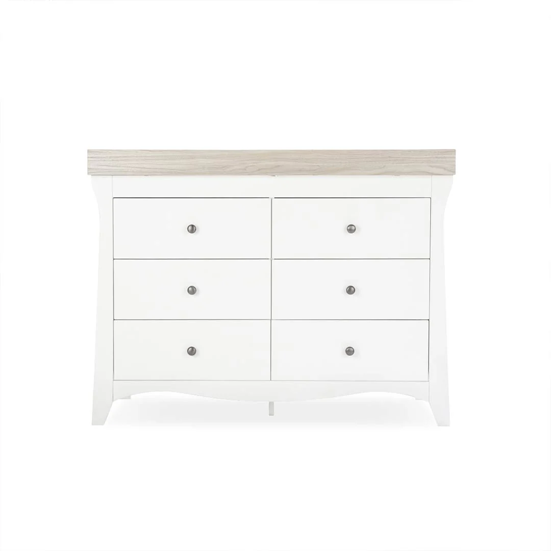 CuddleCo Clara Wide 6 Draw Dresser Changer - White/Ash