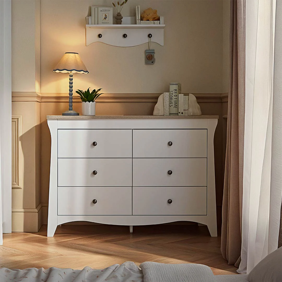 CuddleCo Clara Wide 6 Draw Dresser Changer - White/Ash - Image 4