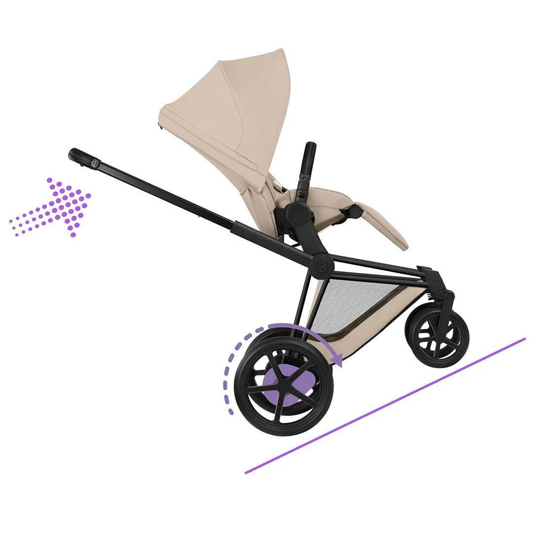 CYBEX e-Priam Comfort Pushchair & Foldable Carrycot - Cozy Beige/Black - Image 7