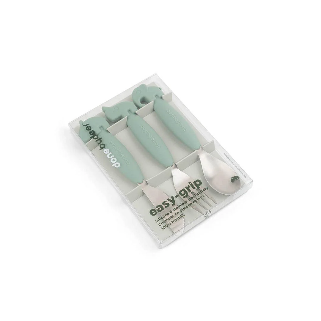 Done by Deer Easy-Grip Cutlery Set - Green - Deer Friends - Image 5