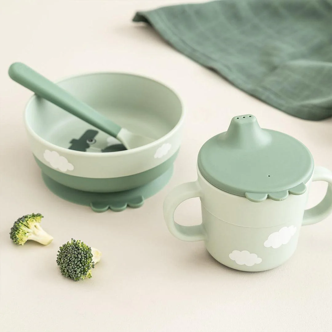 Done by Deer Foodie First Meal Set  - Green - Happy Clouds - Image 2