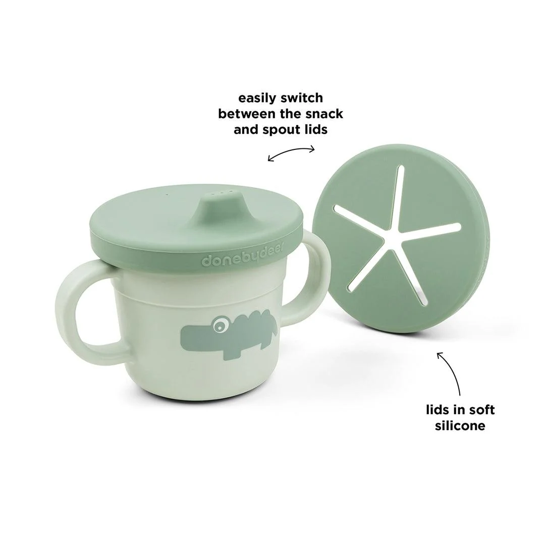 Done by Deer Foodie Spout/Snack Cup - Green - Croco - Image 2