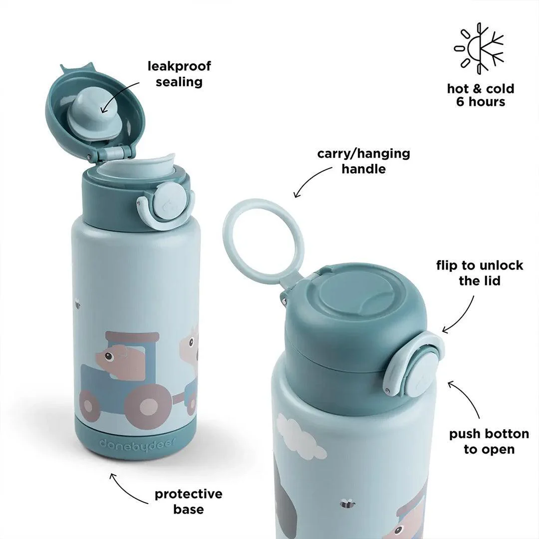 Done by Deer Insulated Bottle - Tiny Farm Blue - Image 4