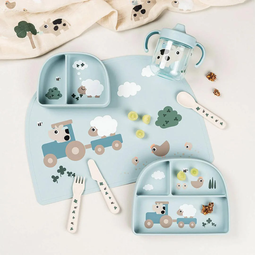 Done by Deer Learning Spout Cup - Tiny Farm Blue - Image 4