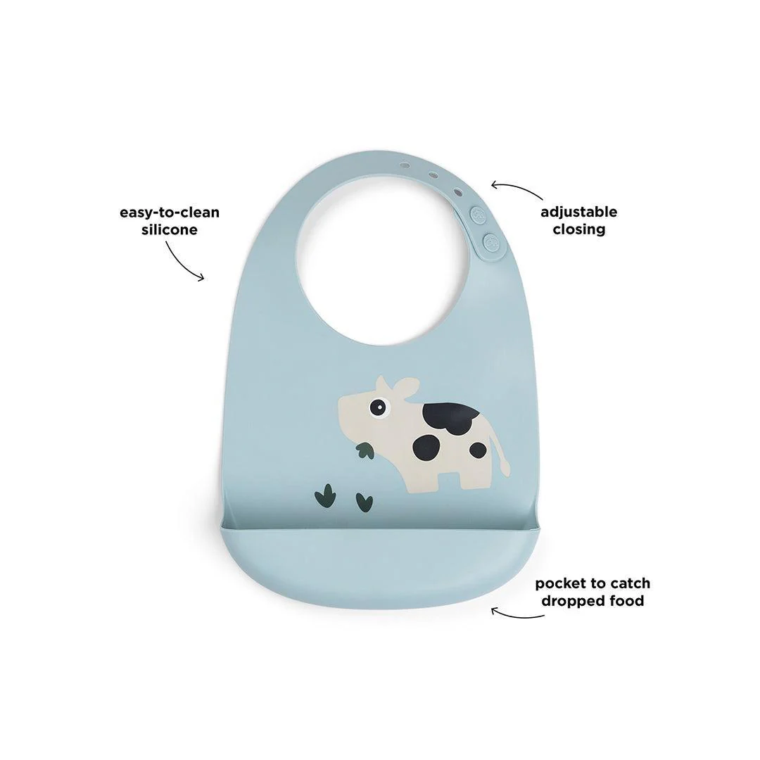 Done By Deer Silicone Bib - Dotti Blue - Image 2