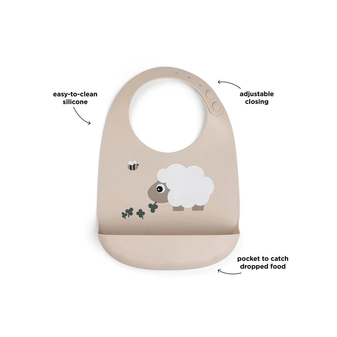 Done By Deer Silicone Bib - Sheepy Sand - Image 2