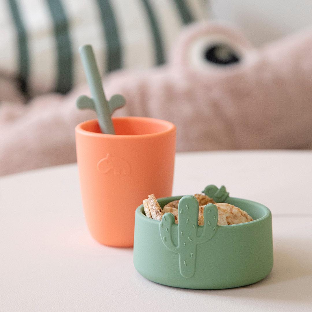 Done by Deer Silicone Bowl Set 2 Pieces - Sand/Green - Lalee - Image 5