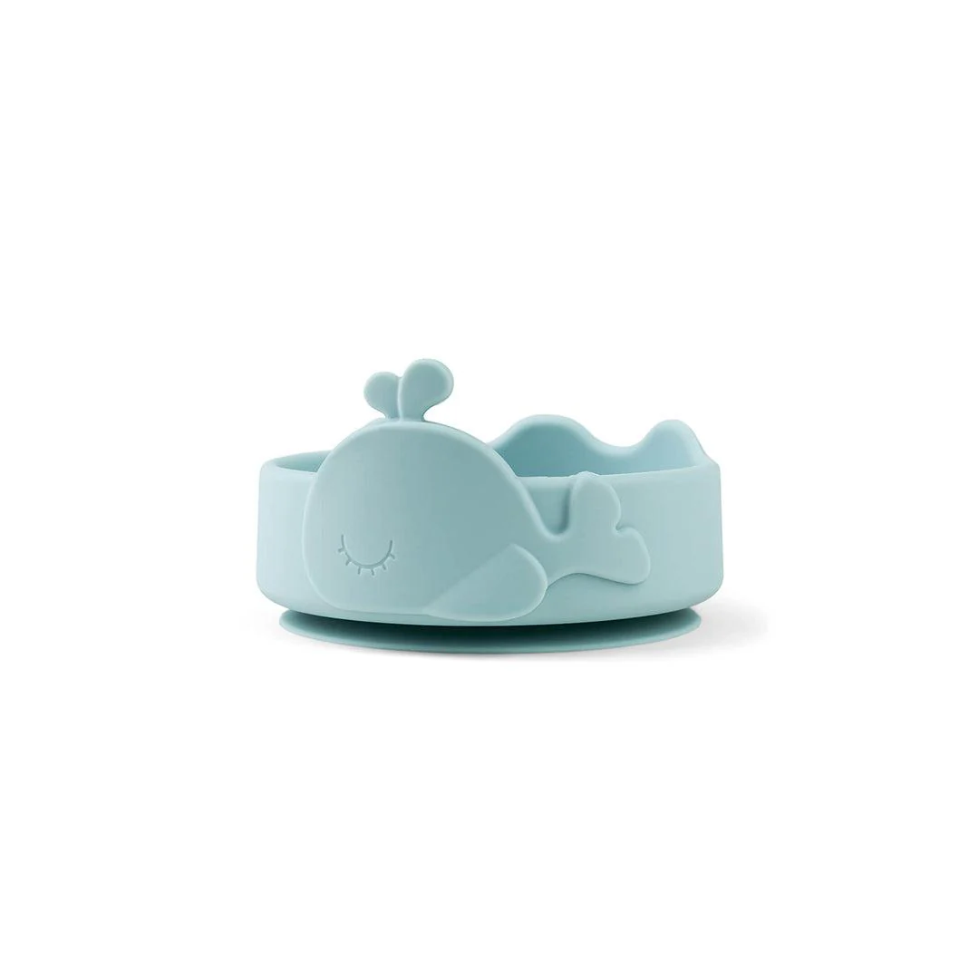 Done by Deer Silicone Stick & Stay Bowl + Baby Spoon  - Blue - Wally - Image 2