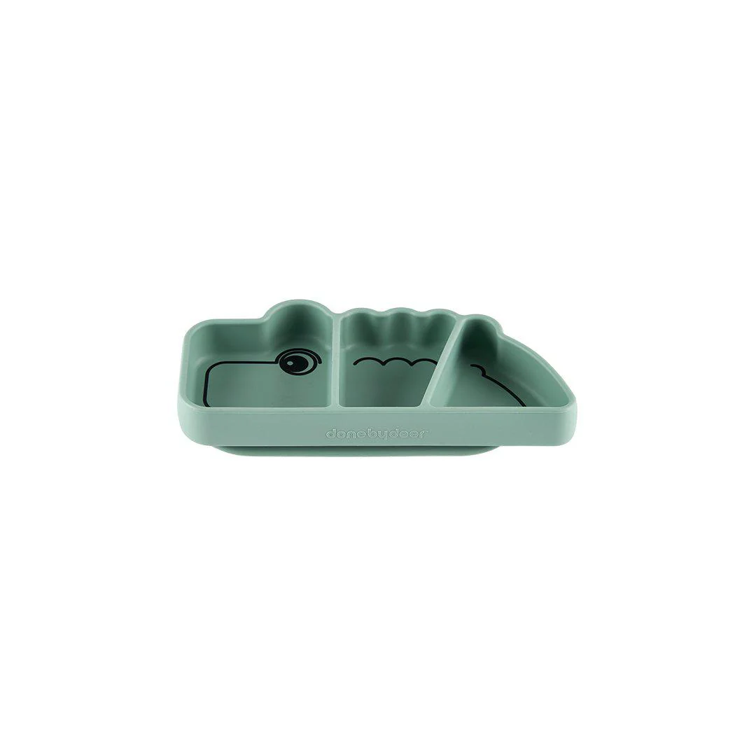 Done by Deer Silicone Stick & Stay Snack Plate - Croco - Green - Image 3