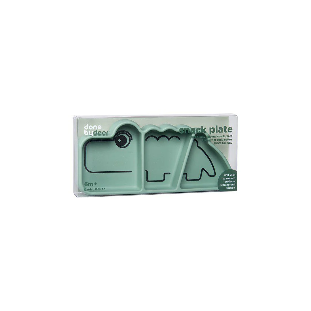 Done by Deer Silicone Stick & Stay Snack Plate - Croco - Green - Image 4