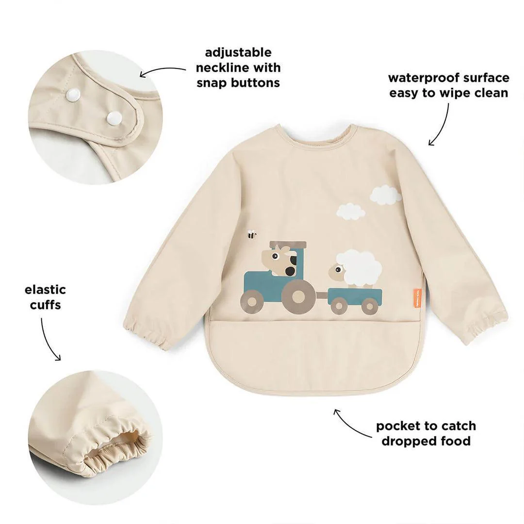 Done by Deer Sleeved Pocket Bib - Tiny Farm Sand - Image 3