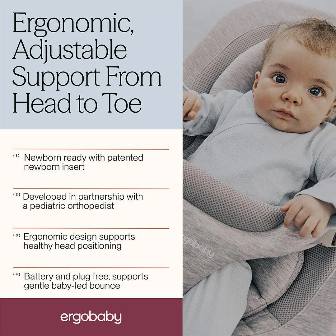 Ergobaby Evolve Mesh Baby Bouncer - Light Grey - Image 3
