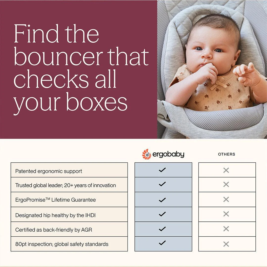 Ergobaby Evolve Mesh Baby Bouncer - Light Grey - Image 7