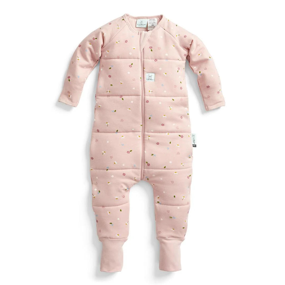 ergoPouch Organic Winter Long Sleeved Sleep Onesie - 2.5 TOG - Pink Daisies