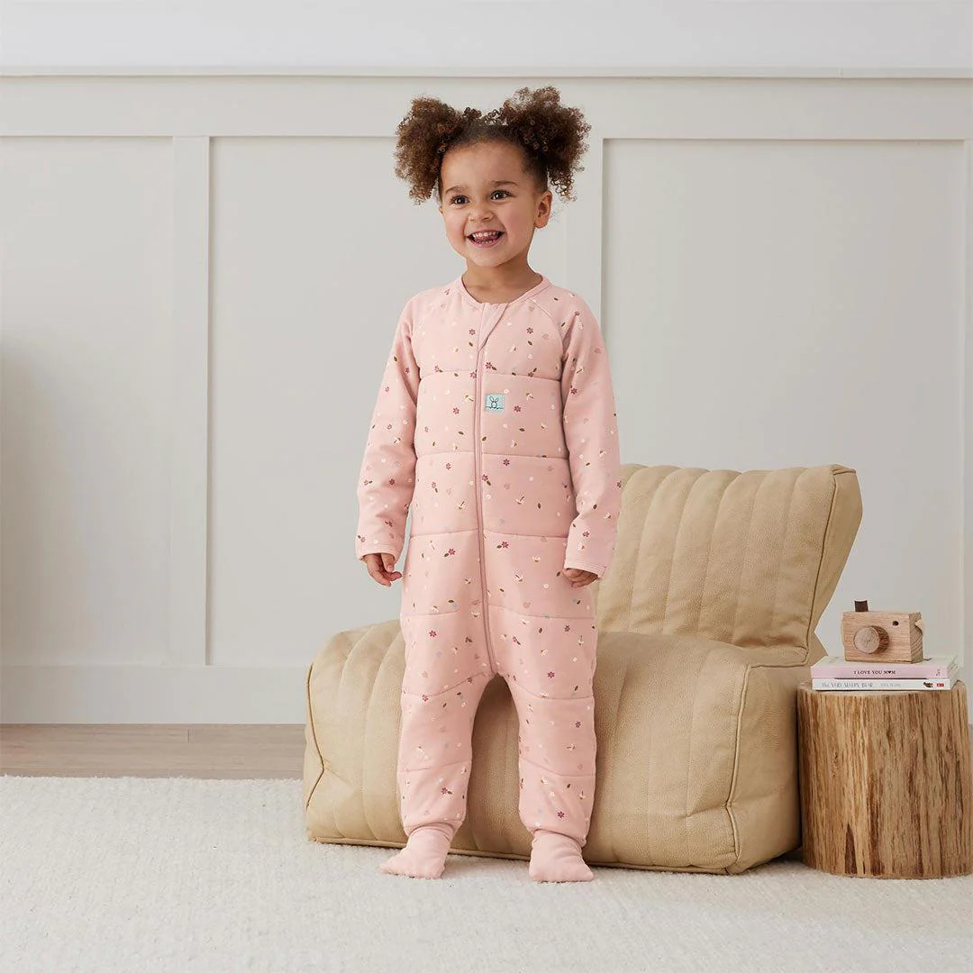 ergoPouch Organic Winter Long Sleeved Sleep Onesie - 2.5 TOG - Pink Daisies - Image 7