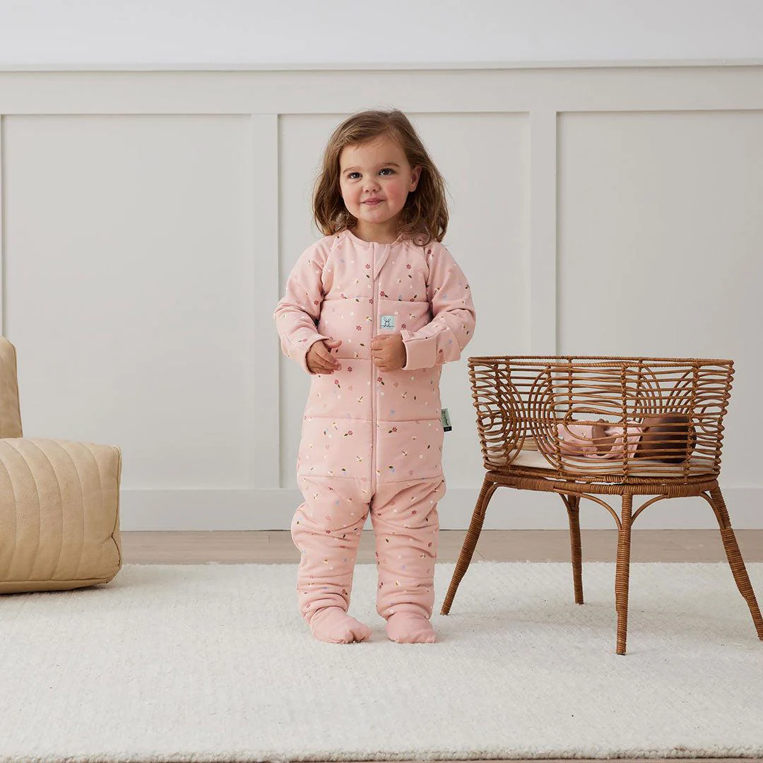 ergoPouch Organic Winter Long Sleeved Sleep Onesie - 3.5 TOG - Pink Daisies - Image 5