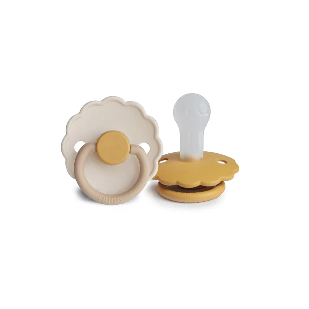 FRIGG Daisy Silicone Pacifier - 2 Pack - Chamomile/Honey Gold - Image 4