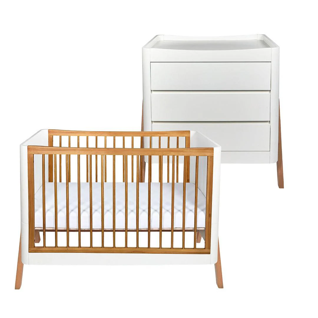 Gaia Baby Hera 'Studio Edit" Two Piece Set (Cot & Dresser) - White / Oak