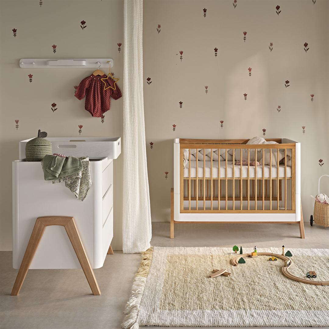 Gaia Baby Hera 'Studio Edit" Two Piece Set (Cot & Dresser) - White / Oak - Image 2