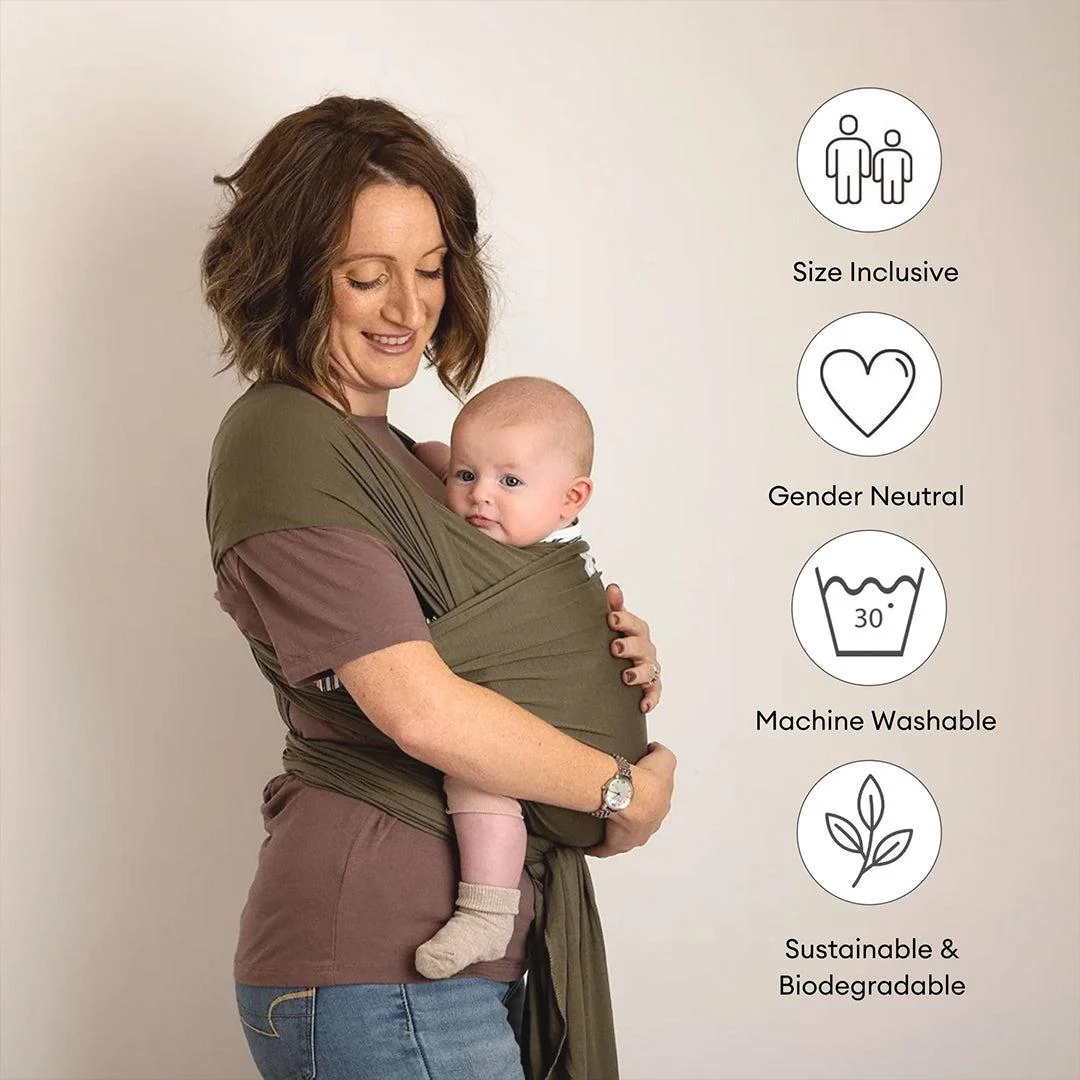 Gaia Baby Gaia Stretchy Baby Wrap Carrier - Organic Cotton -  Forest Green - Image 4
