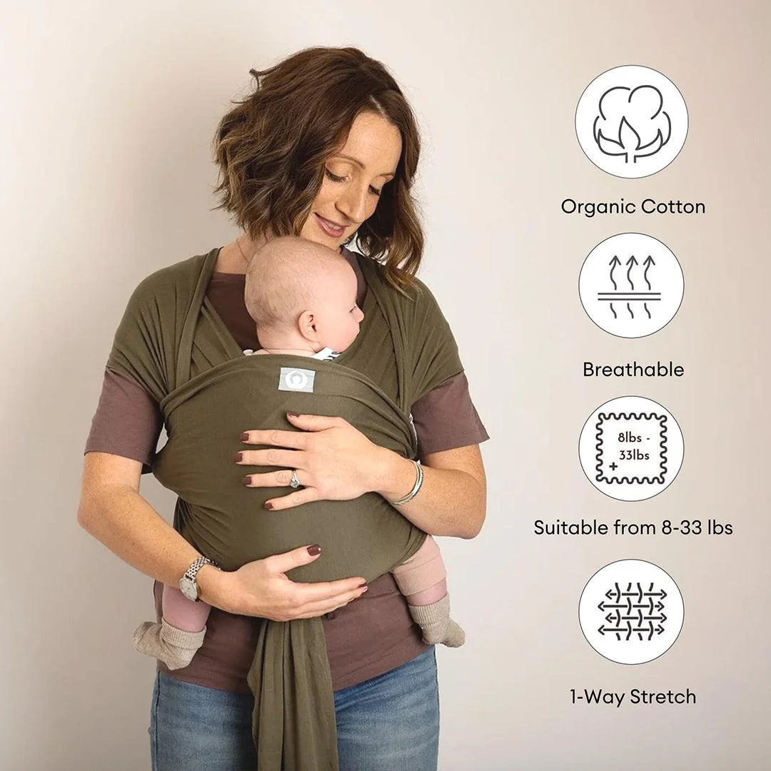 Gaia Baby Gaia Stretchy Baby Wrap Carrier - Organic Cotton -  Forest Green - Image 6