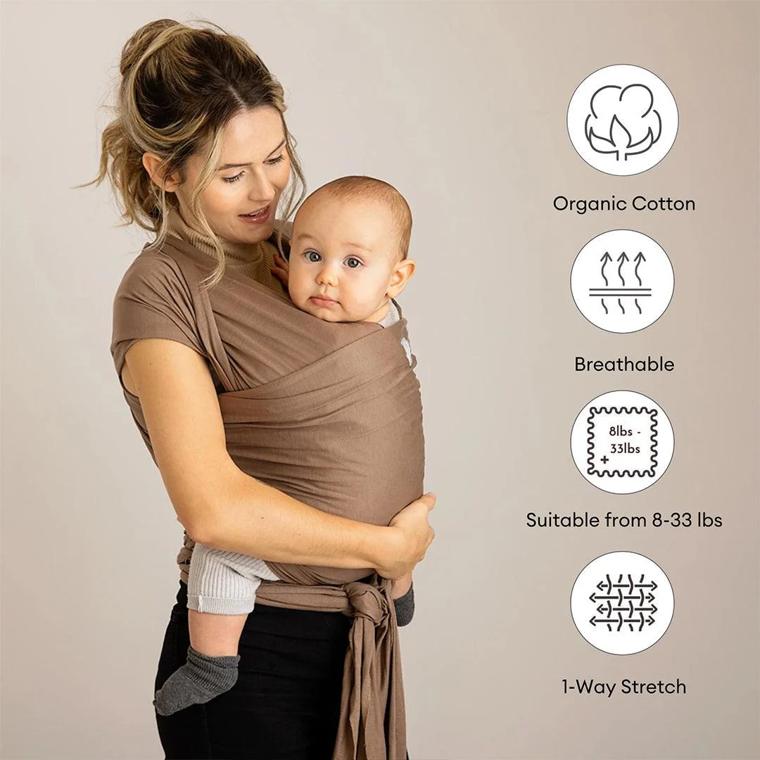 Gaia Baby Gaia Stretchy Baby Wrap Carrier - Organic Cotton - Nutmeg - Image 3