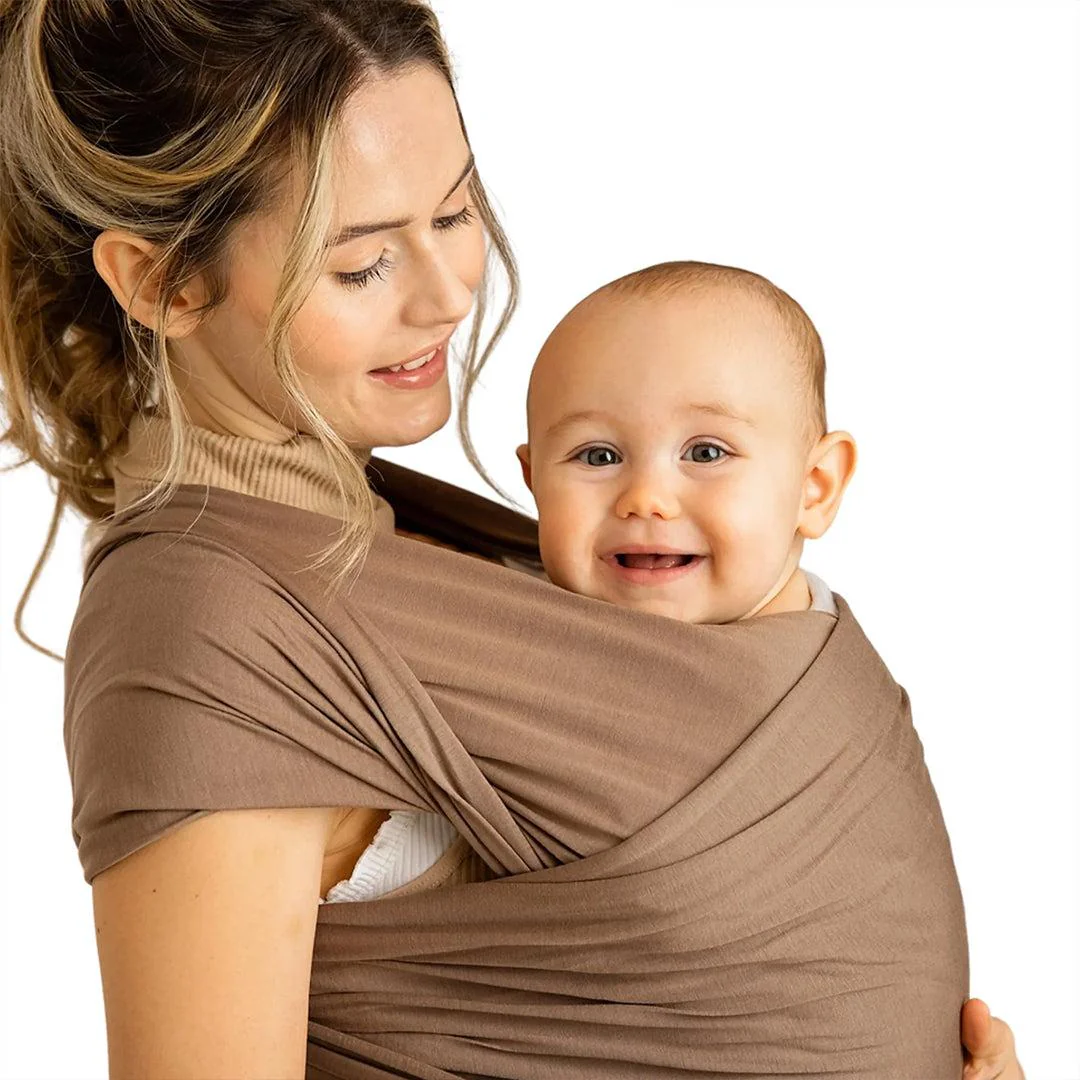 Gaia Baby Gaia Stretchy Baby Wrap Carrier - Organic Cotton - Nutmeg - Image 4